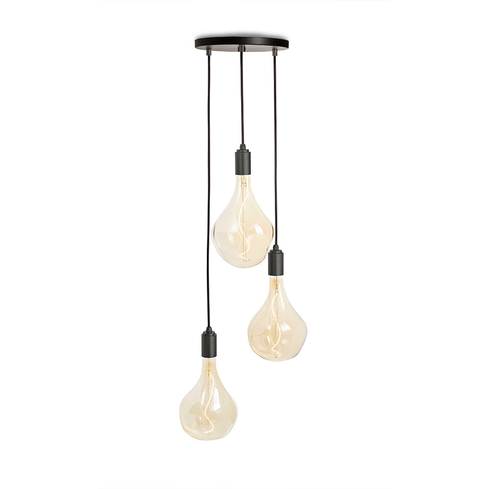 Tala Graphite Triple Pendant with Voronoi II, Black Canopy – from Amos Lighting + Home