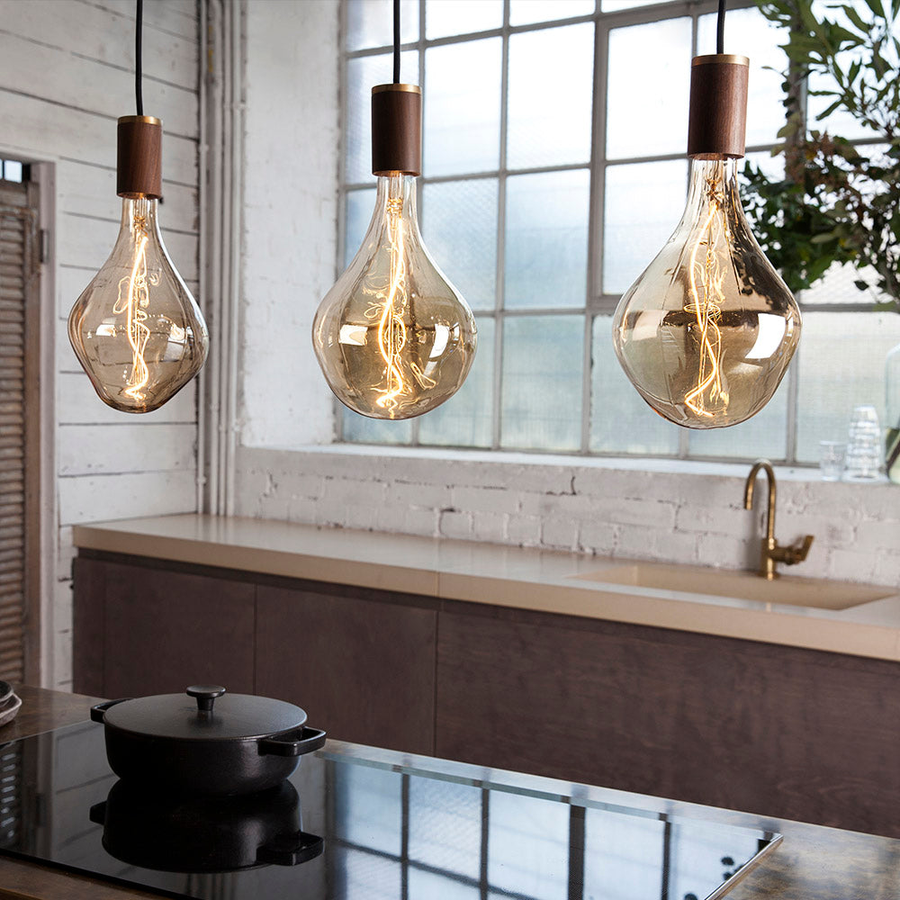 Tala Knuckle Pendant Walnut with Brass Detail – from Amos Lighting + Home