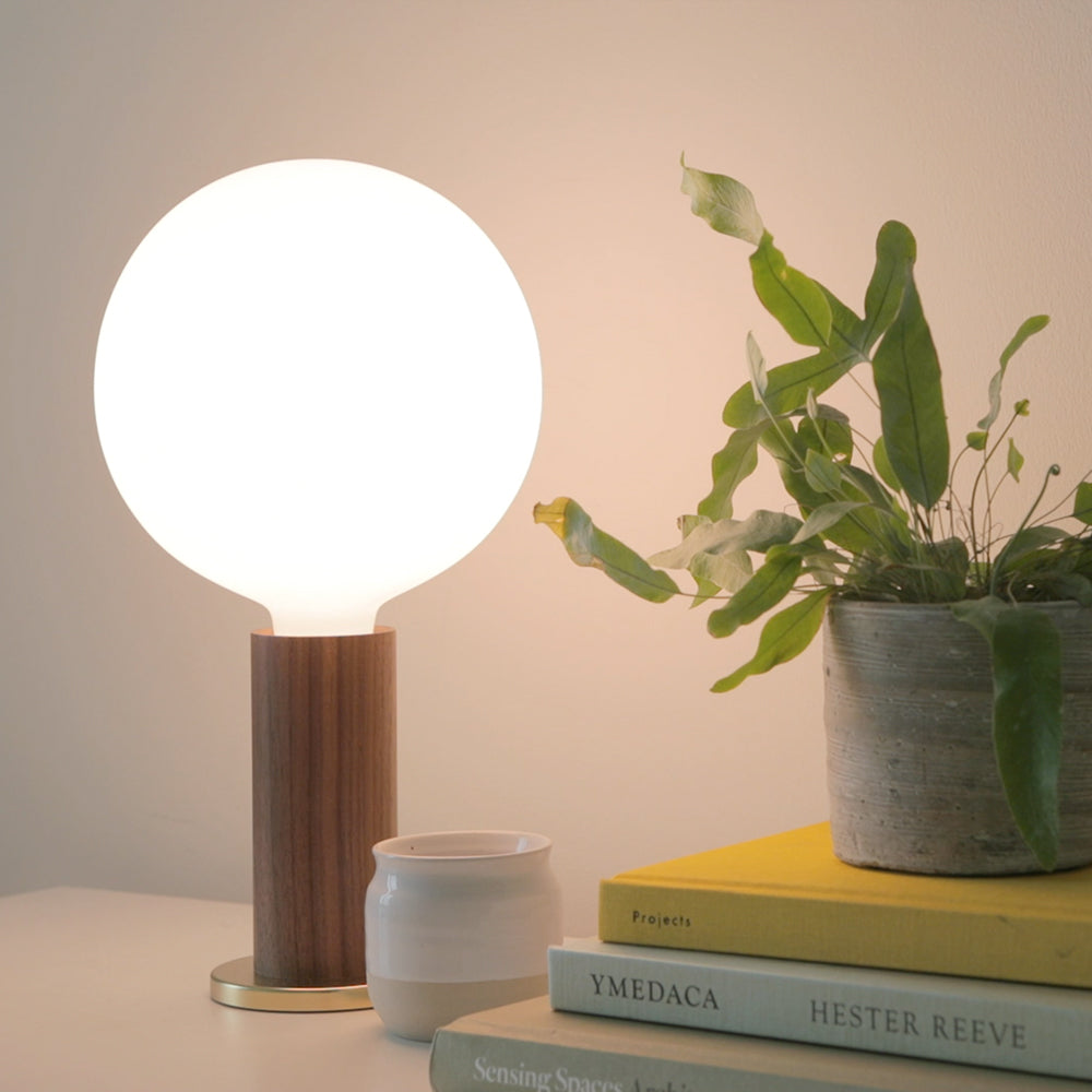 Tala Knuckle Table Lamp Walnut with Sphere IV – from Amos Lighting + Home