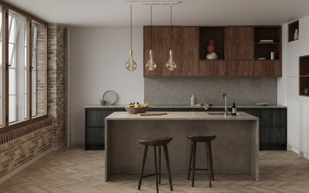 Tala Linear Triple Pendant with Voronoi II LED Bulbs – from Amos Lighting + Home