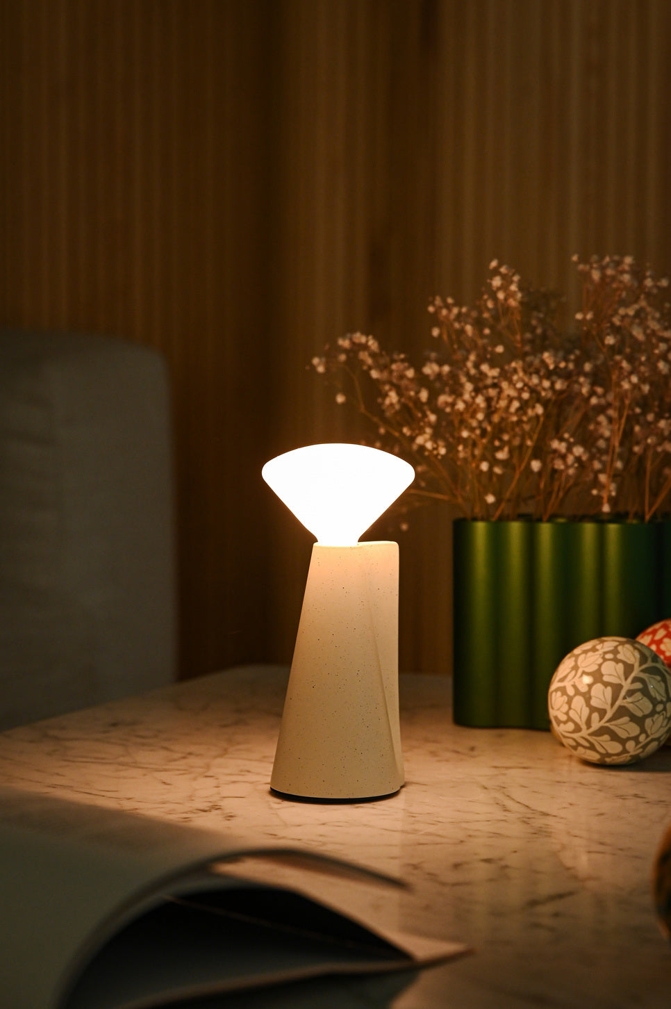 Tala Mantle Portable Lamp in Stone White – from Amos Lighting + Home