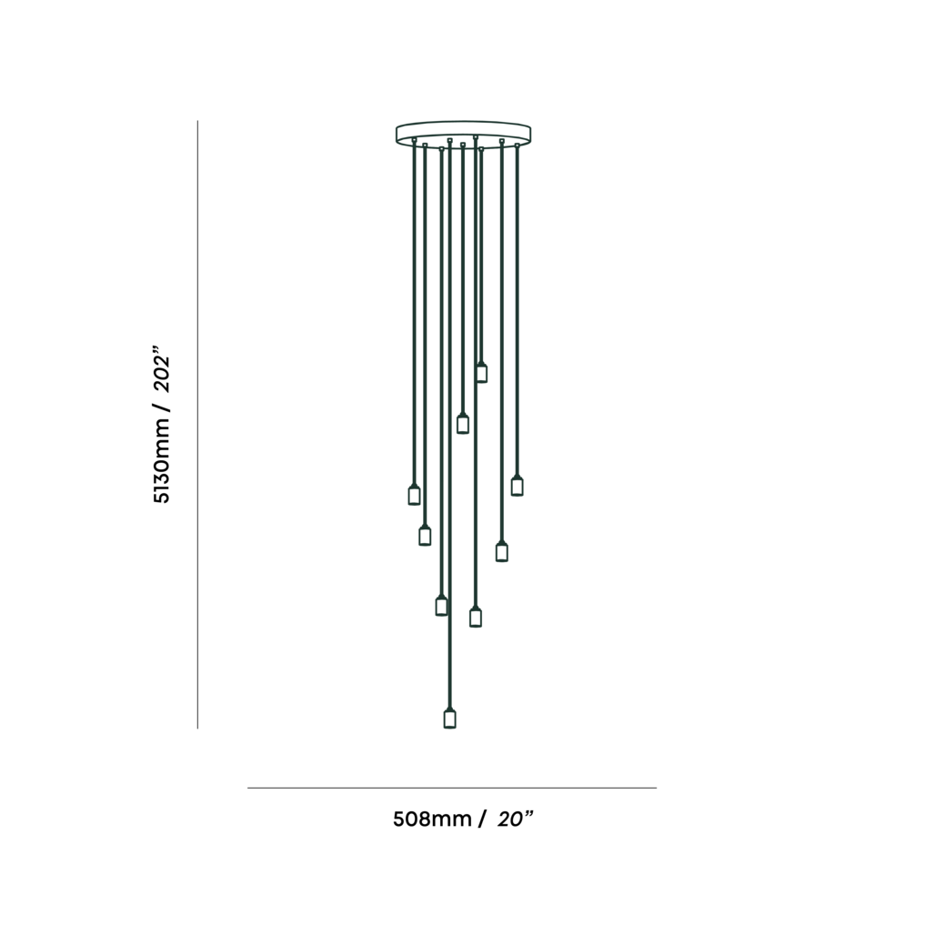 Tala Nine Pendant Graphite with Voronoi II Black Canopy – from Amos Lighting + Home