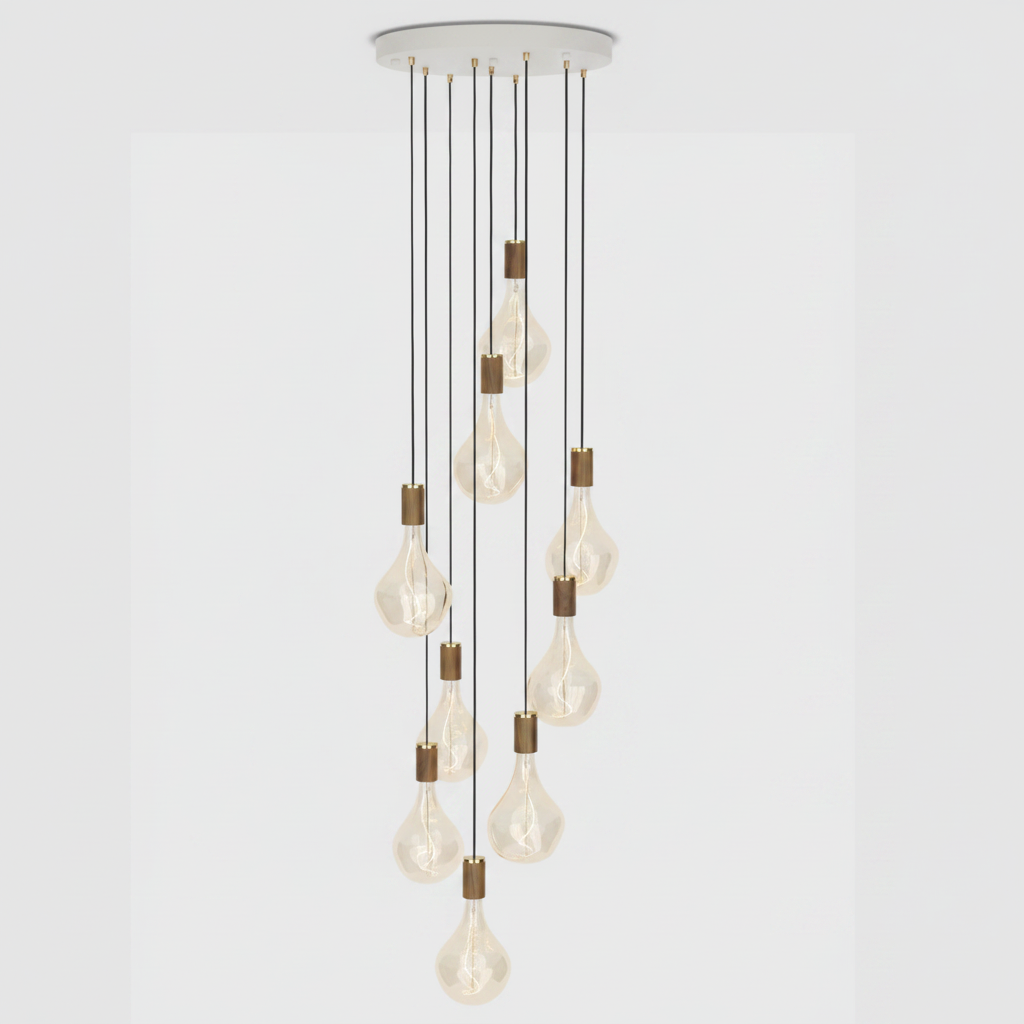 Tala Nine Pendant Walnut & Brass - White Background