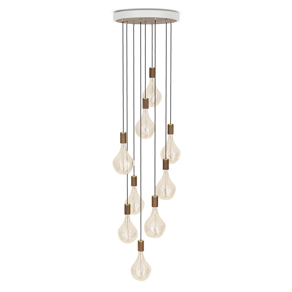 Tala Nine Pendant Walnut with Voronoi II, White Canopy – from Amos Lighting + Home
