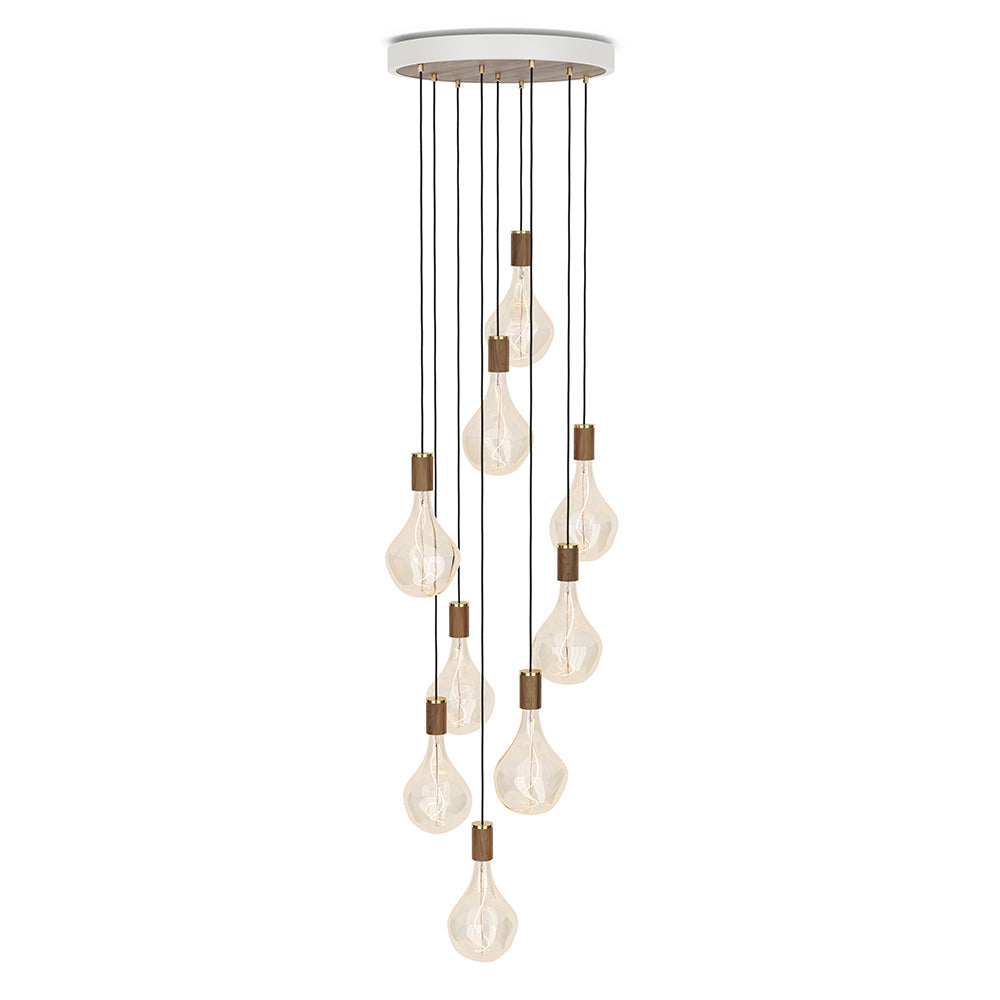 Tala Nine Pendant Walnut with Voronoi II, White Canopy – from Amos Lighting + Home