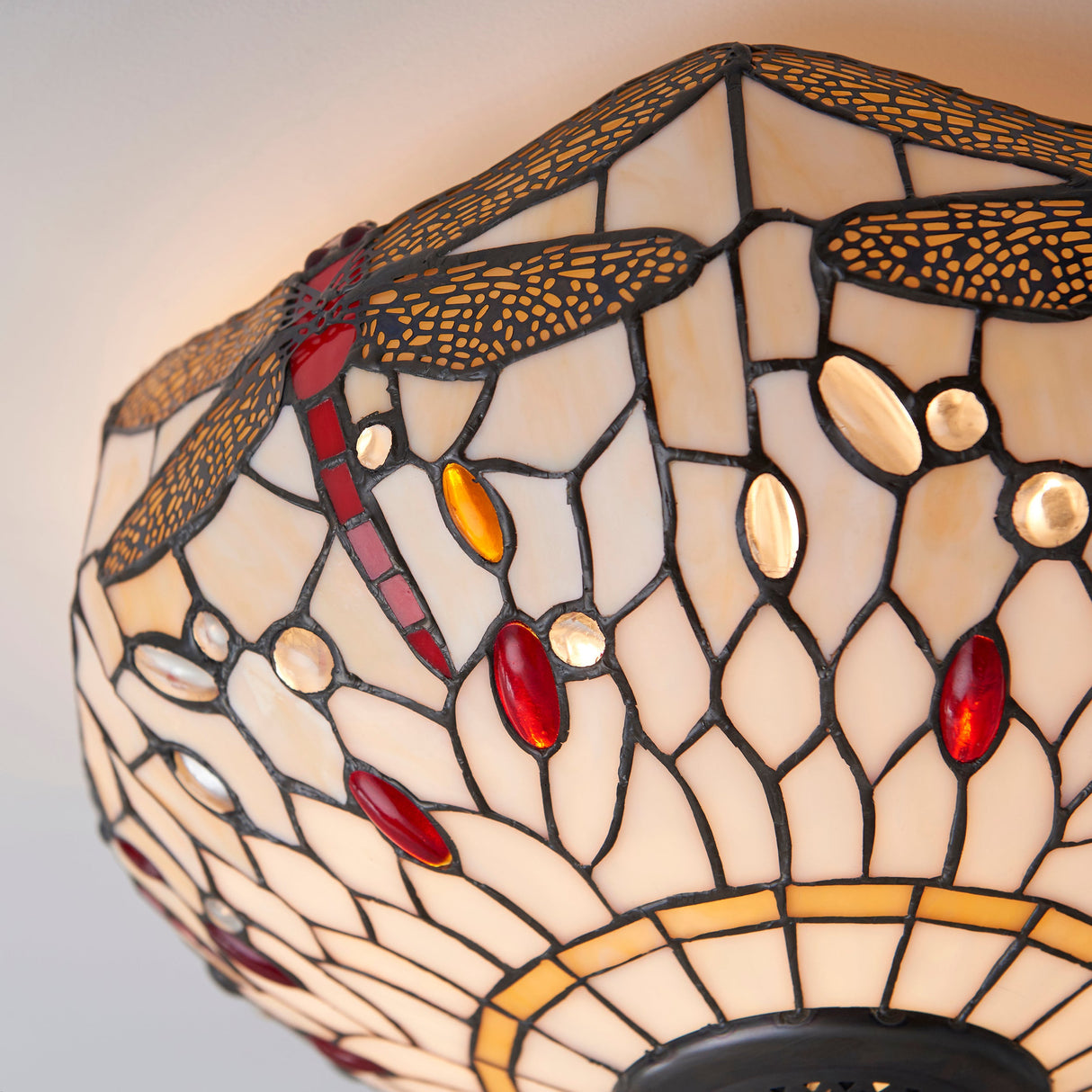 Tiffany Dragonfly Beige Flush Ceiling Light – from Amos Lighting + Home