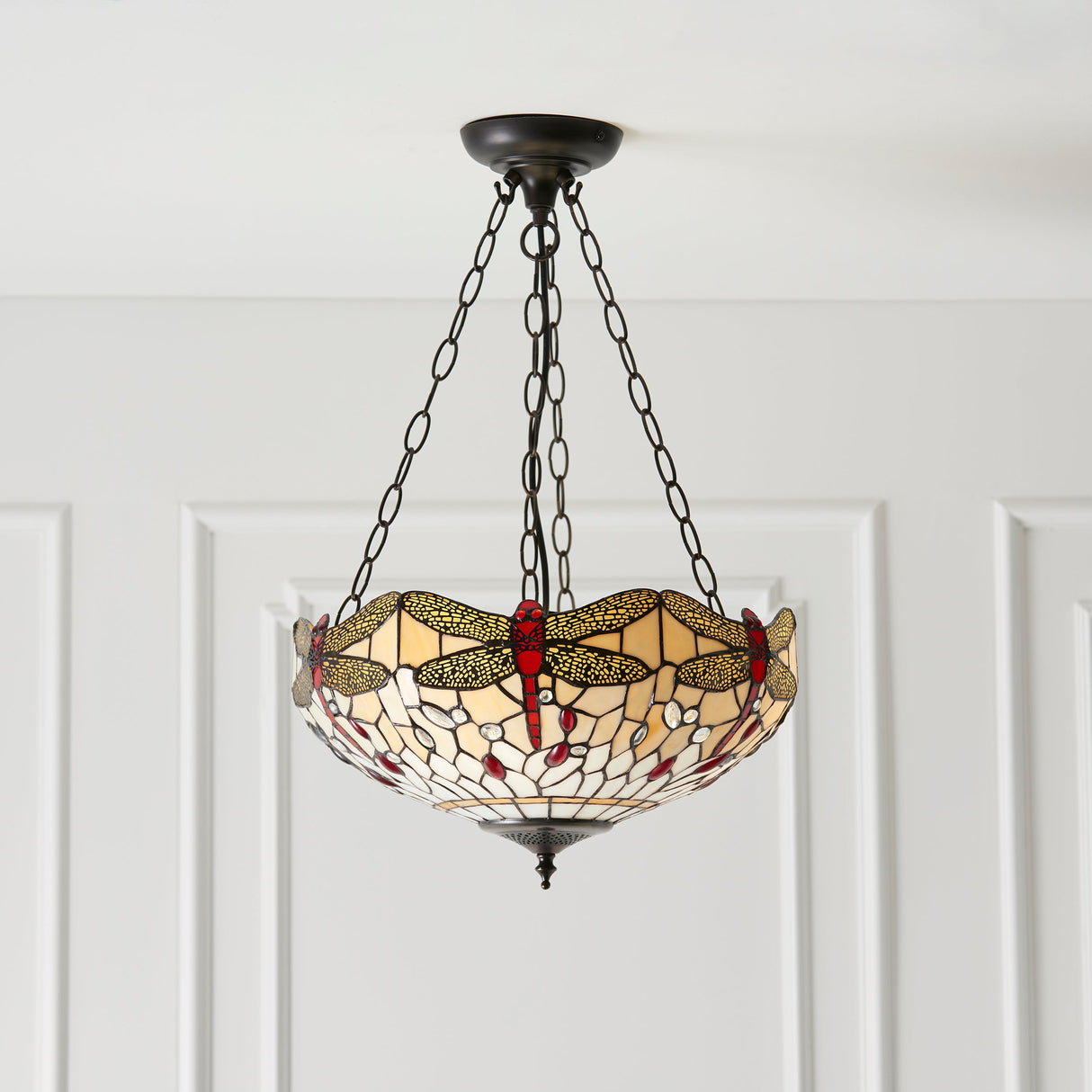 Tiffany Dragonfly Beige Inverted Pendant – from Amos Lighting + Home