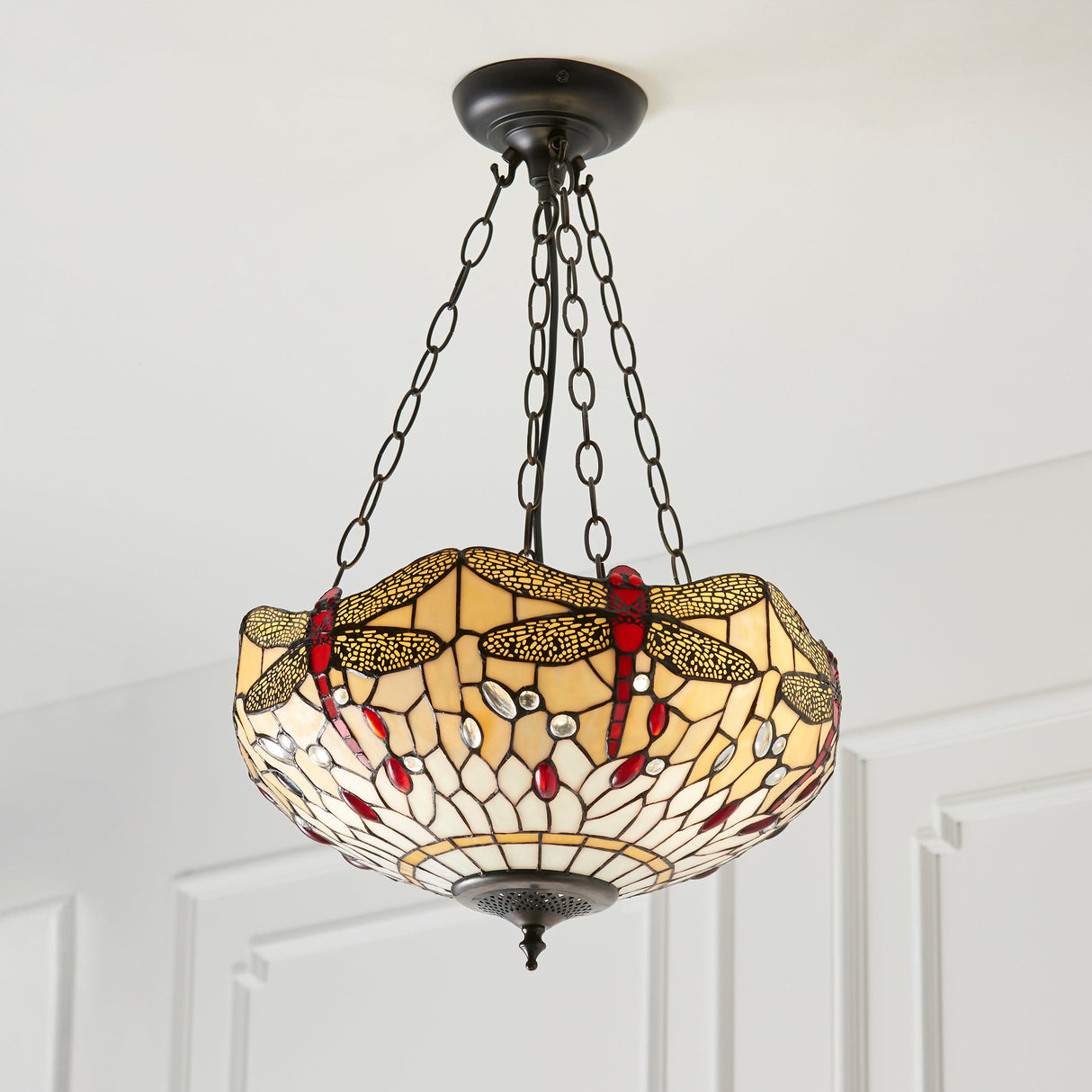 Tiffany Dragonfly Beige Inverted Pendant – from Amos Lighting + Home