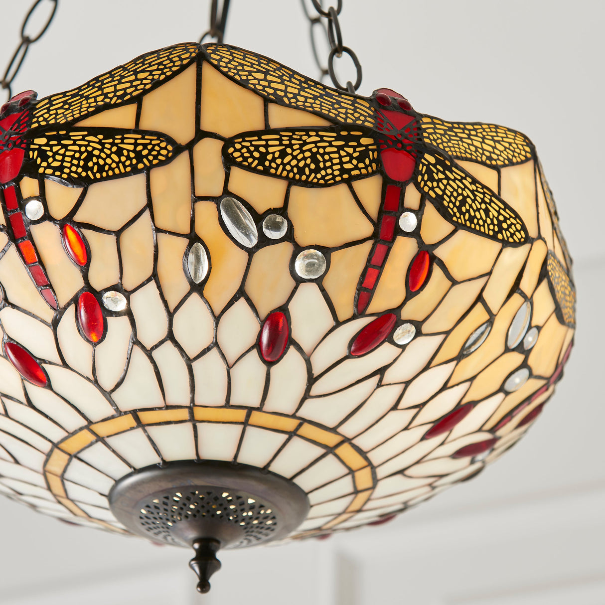 Tiffany Dragonfly Beige Inverted Pendant – from Amos Lighting + Home