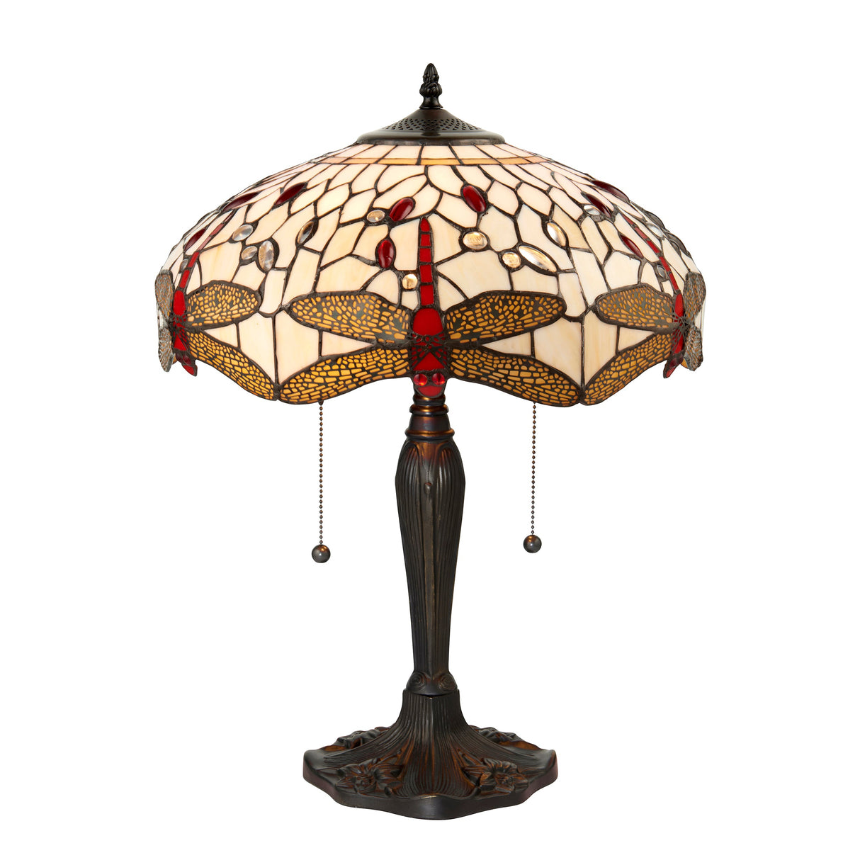 Tiffany Dragonfly Beige Medium Table Lamp – from Amos Lighting + Home