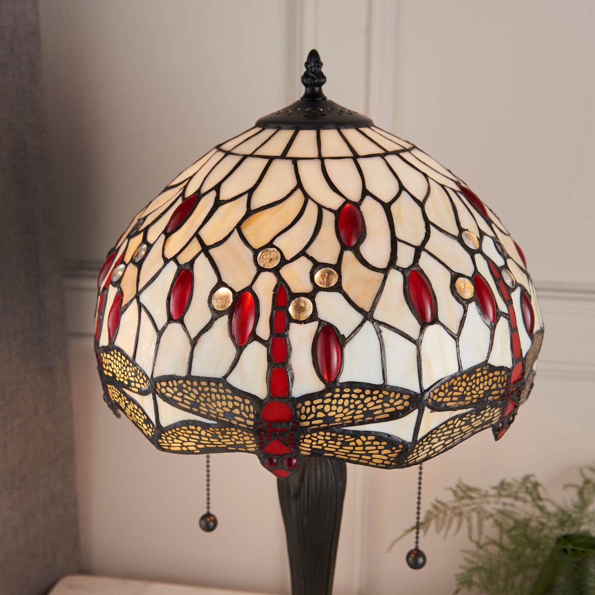 Tiffany Dragonfly Beige Small Table Lamp – from Amos Lighting + Home