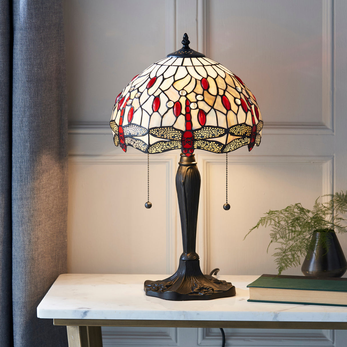 Tiffany Dragonfly Beige Small Table Lamp – from Amos Lighting + Home