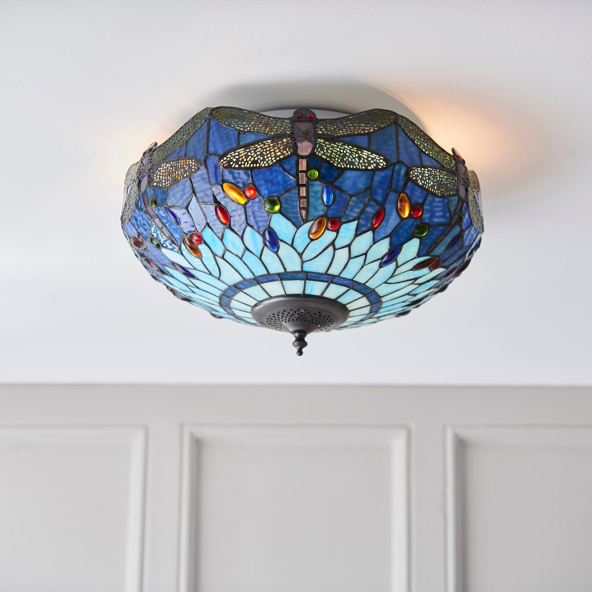 Tiffany Dragonfly Blue Flush Ceiling Light – from Amos Lighting + Home