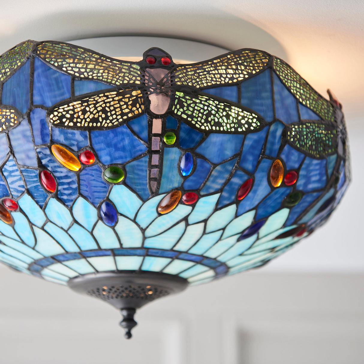 Tiffany Dragonfly Blue Flush Ceiling Light – from Amos Lighting + Home