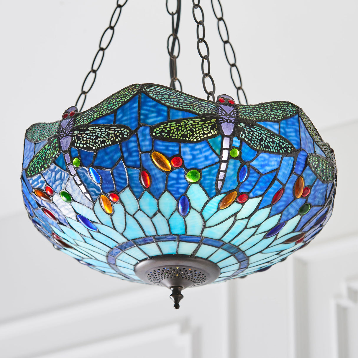 Tiffany Dragonfly Blue Medium Inverted Pendant – from Amos Lighting + Home