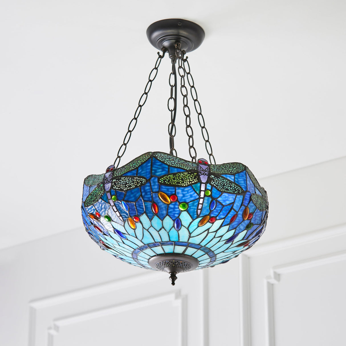 Tiffany Dragonfly Blue Medium Inverted Pendant – from Amos Lighting + Home