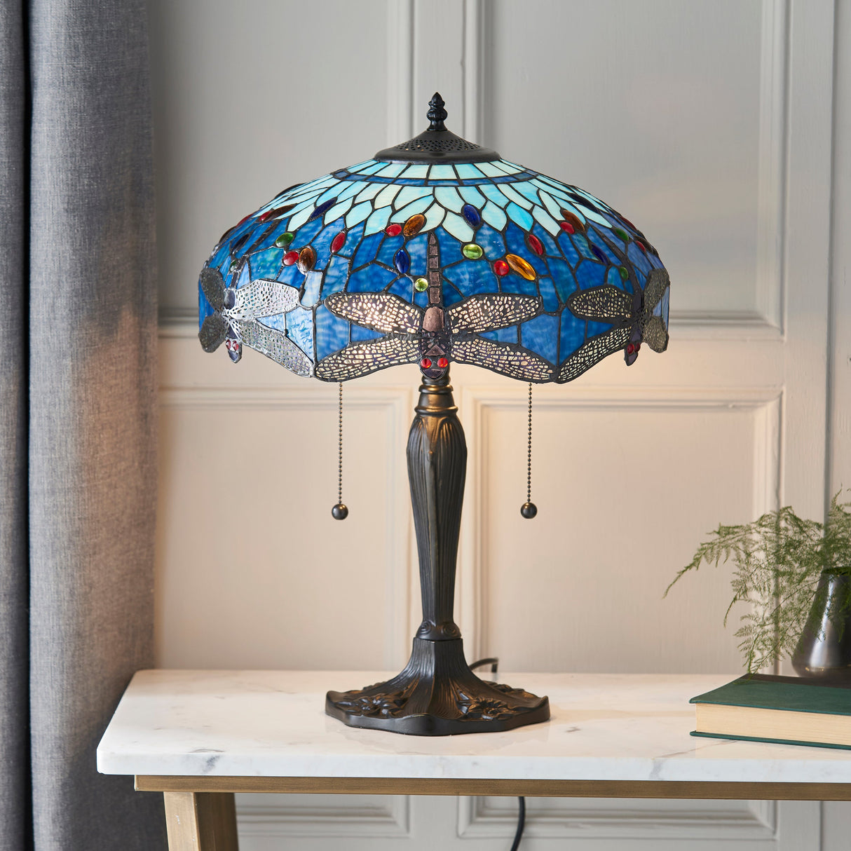 Tiffany Dragonfly Blue Medium Table Lamp – from Amos Lighting + Home