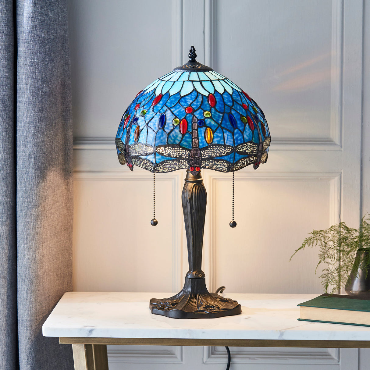 Tiffany Dragonfly Blue Small Table Lamp – from Amos Lighting + Home