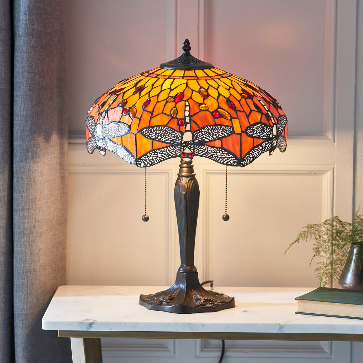 Tiffany Dragonfly Flame Medium Table Lamp – from Amos Lighting + Home