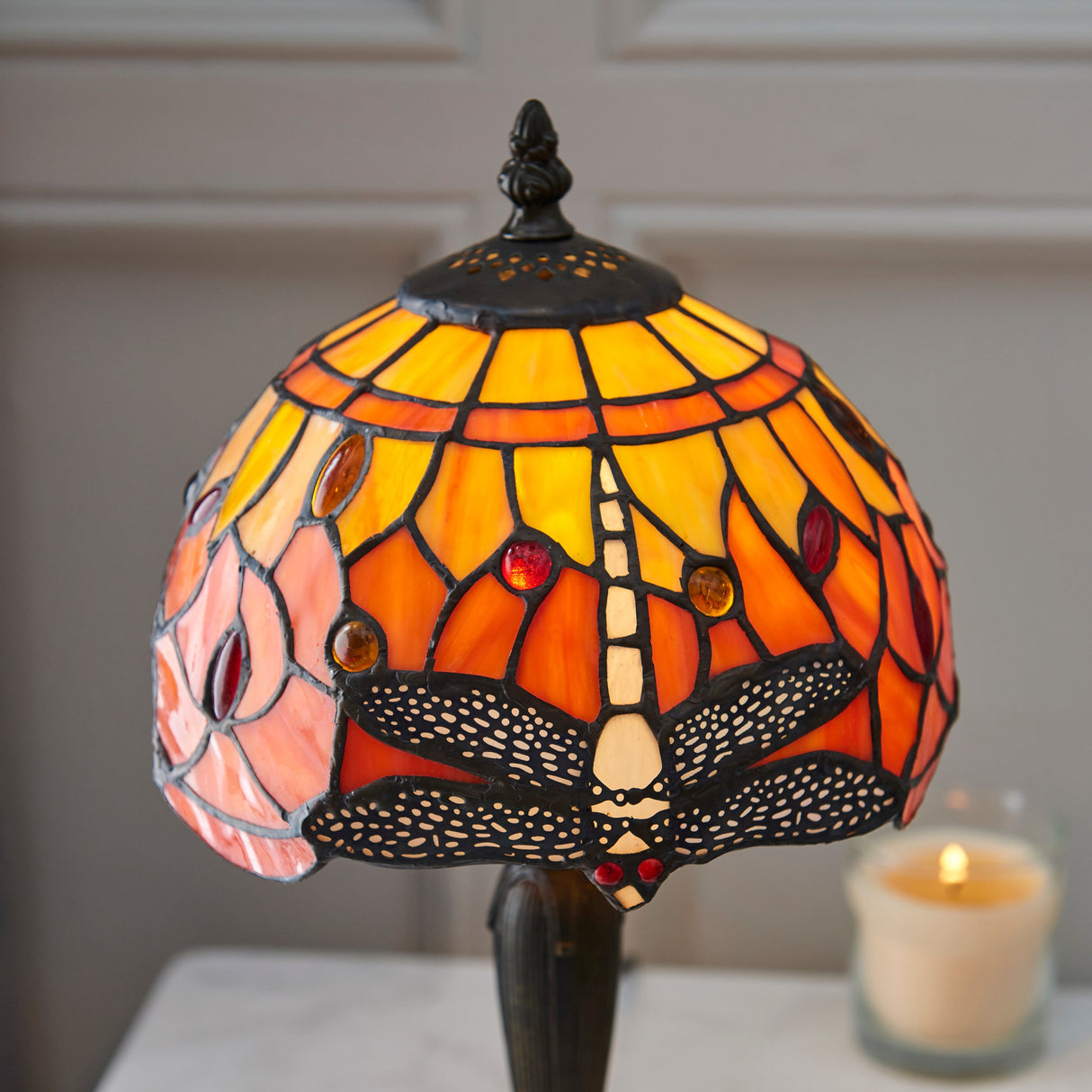 Tiffany Dragonfly Flame Mini Table Lamp – from Amos Lighting + Home