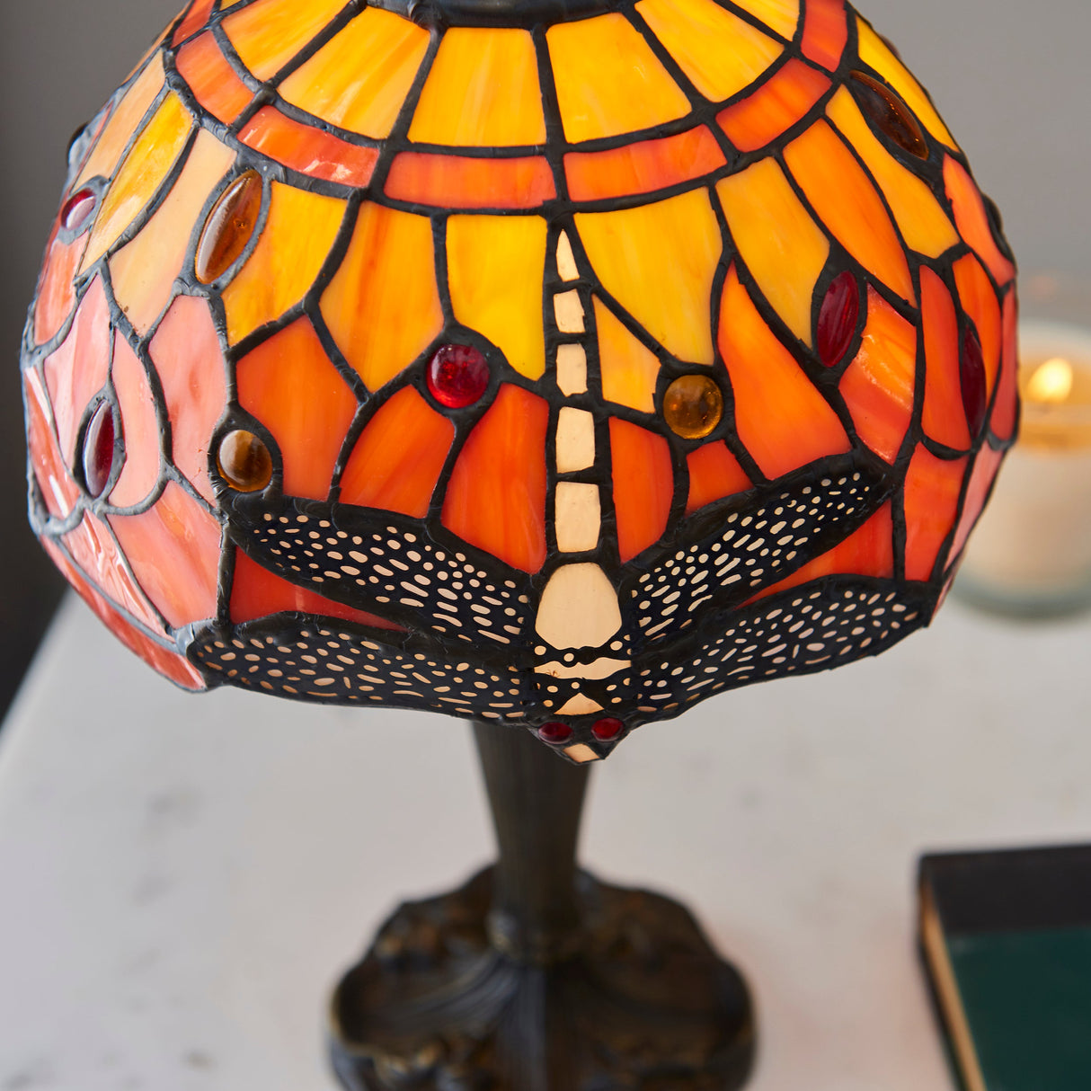 Tiffany Dragonfly Flame Mini Table Lamp – from Amos Lighting + Home
