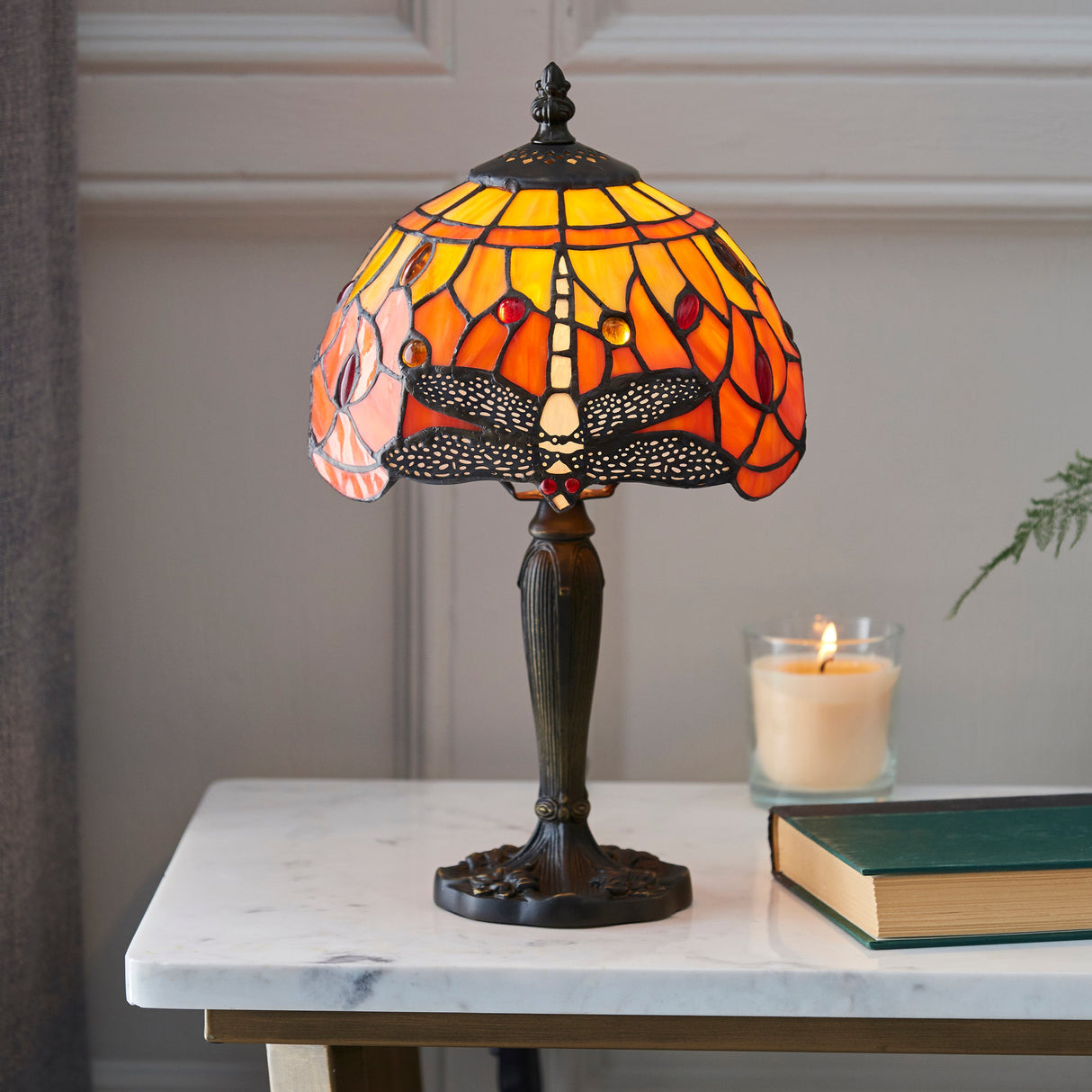 Tiffany Dragonfly Flame Mini Table Lamp – from Amos Lighting + Home