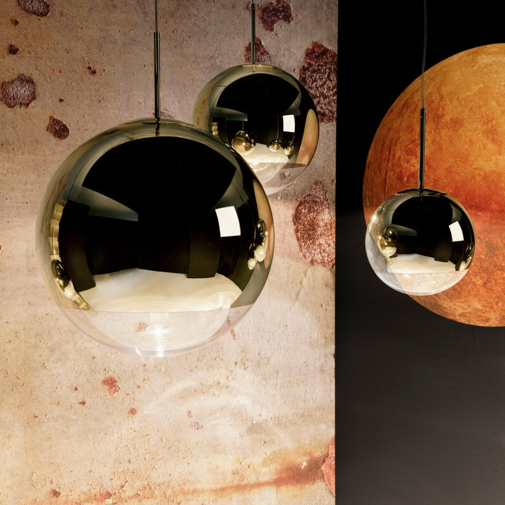 Tom Dixon Mirror Ball Pendant Gold 25cm – from Amos Lighting + Home