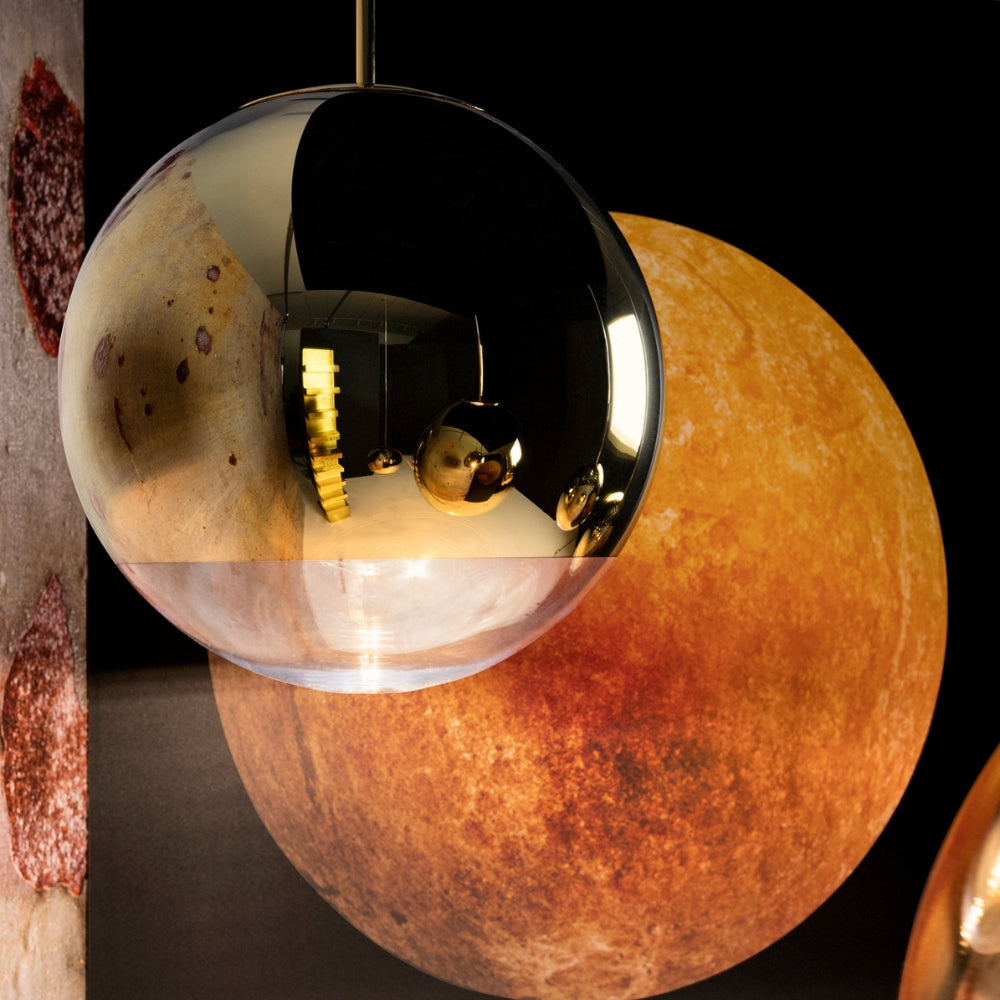 Tom Dixon Mirror Ball Pendant Gold 40cm – from Amos Lighting + Home