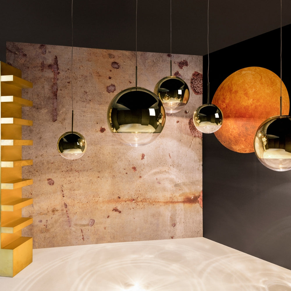 Tom Dixon Mirror Ball Pendant Gold 50cm – from Amos Lighting + Home
