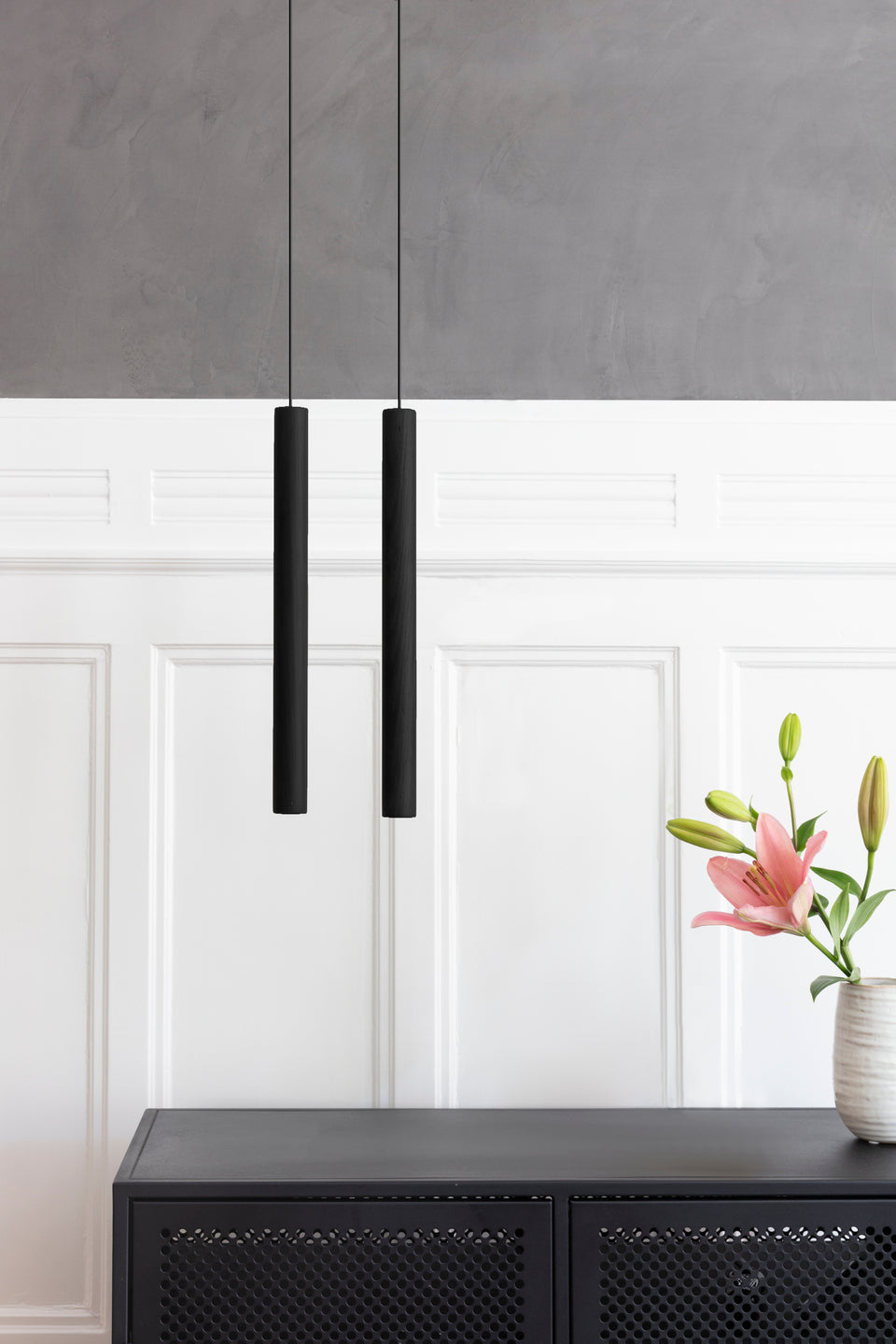 Umage Chimes Tall Pendant, Black Oak – from Amos Lighting + Home