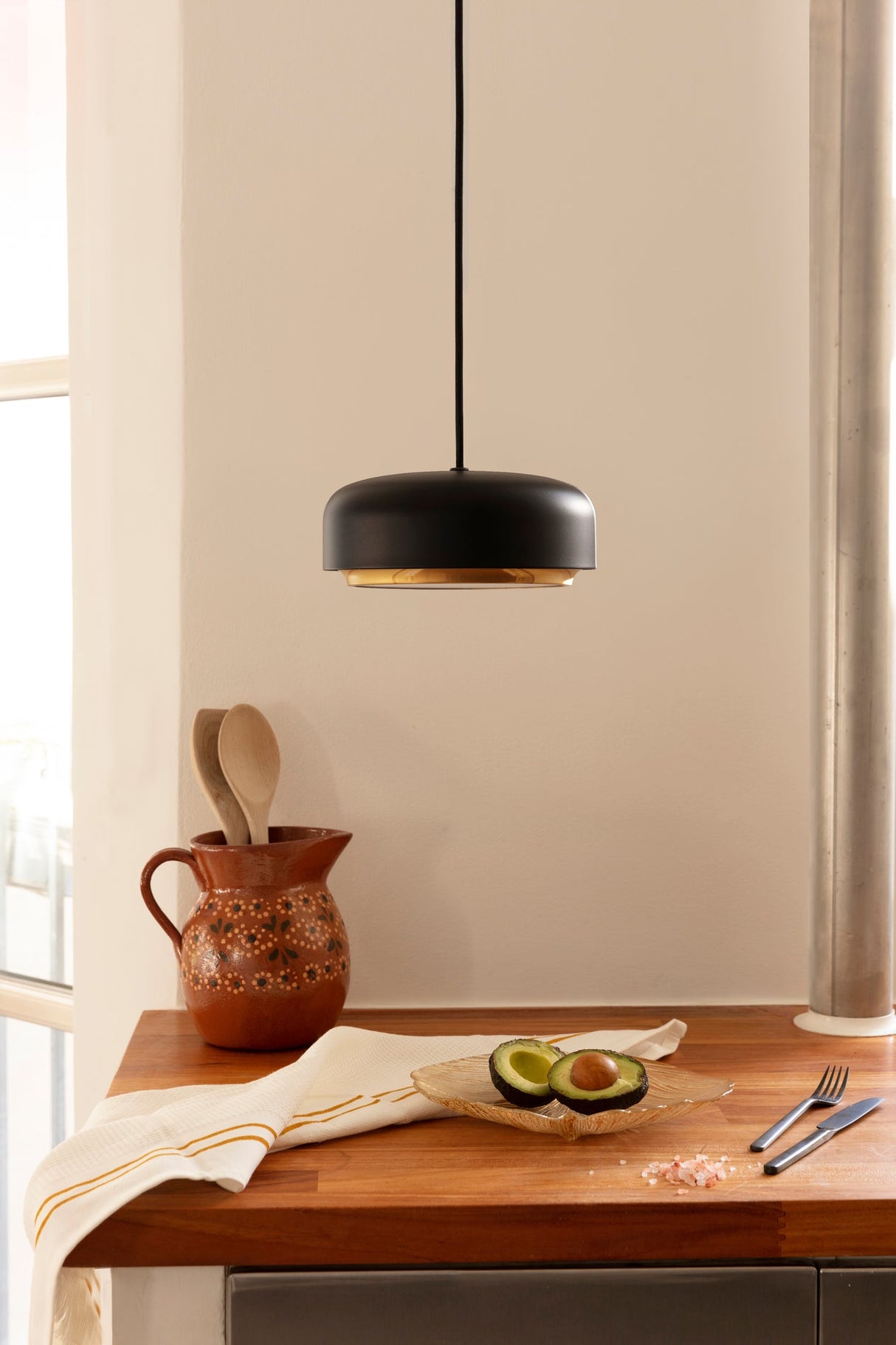Umage Hazel Pendant Mini, Black & Brass – from Amos Lighting + Home