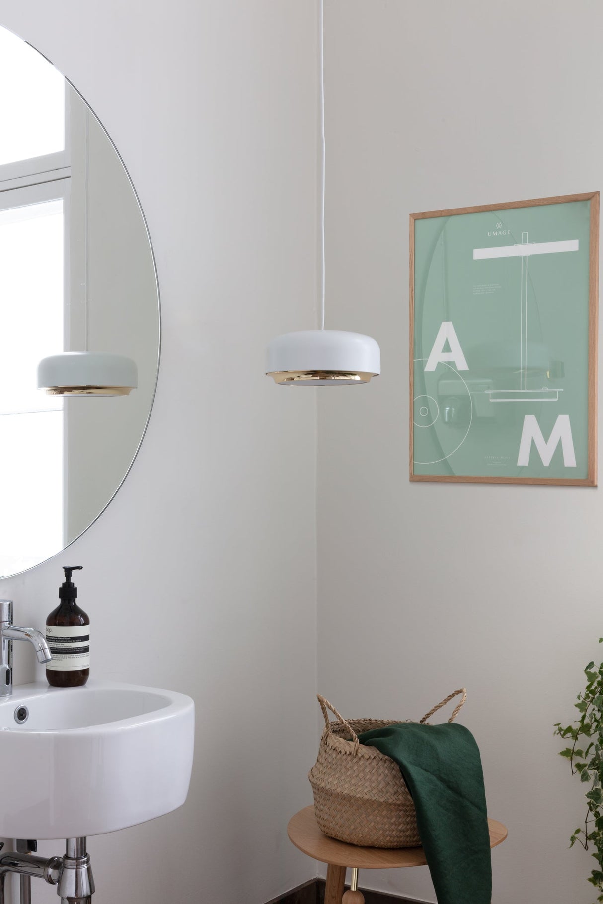 Umage Hazel Pendant Mini, White & Brass – from Amos Lighting + Home