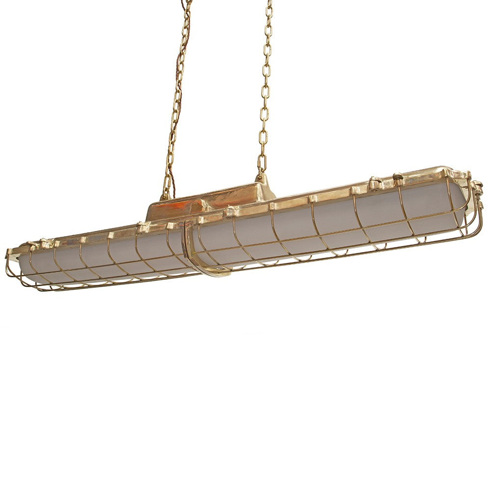 Soho Lighting Warwick Brass Industrial Strip Large Pendant Light