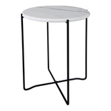 Dar Azzate White Marble Effect Round Side Table