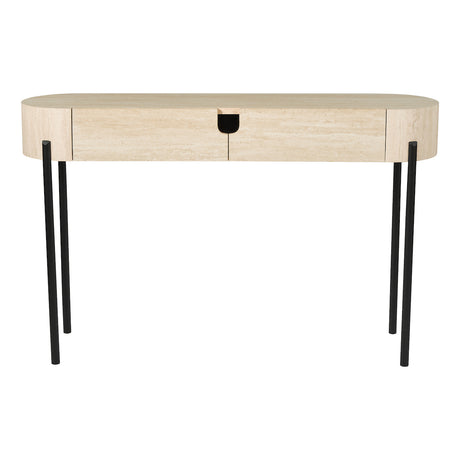 Dar Ioana Console Table Travertine Effect and Matt Black