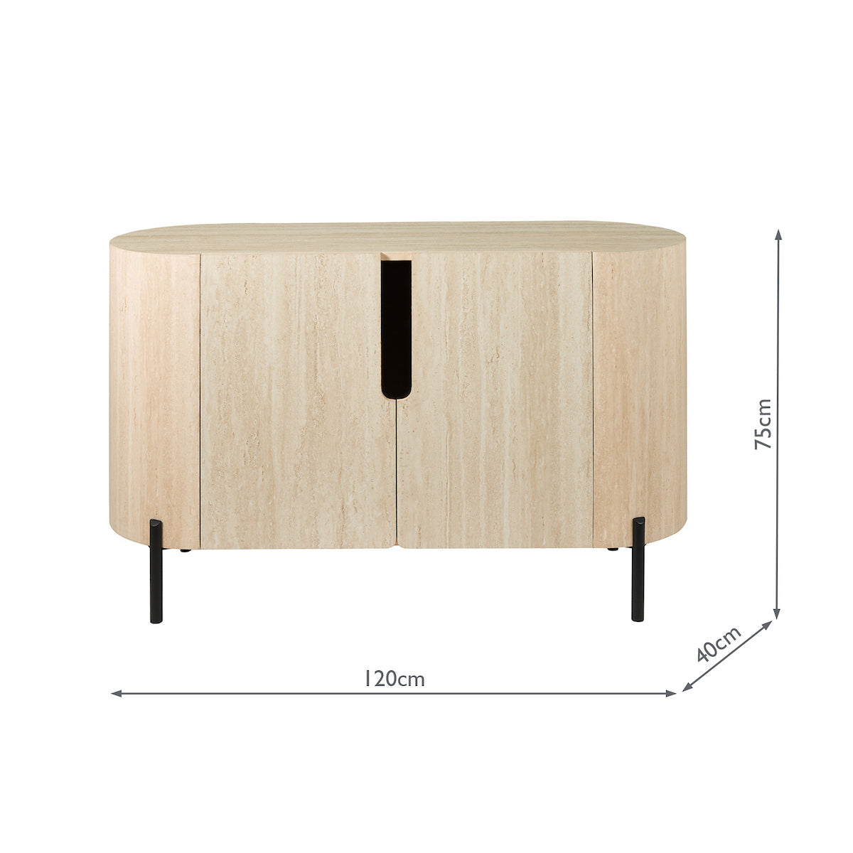 Dar Ioana Cabinet Travertine Effect and Matt Black