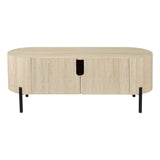 Dar Ioana Low Cabinet Travertine Effect and Matt Black