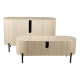 Dar Ioana Low Cabinet Travertine Effect and Matt Black