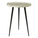 Dar Nusa Side Table Brown Stone Effect and Matt Black