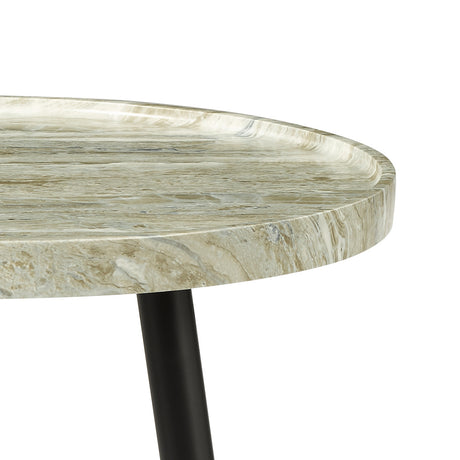 Dar Nusa Side Table Brown Stone Effect and Matt Black