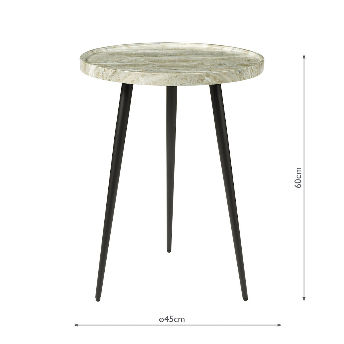 Dar Nusa Side Table Brown Stone Effect and Matt Black