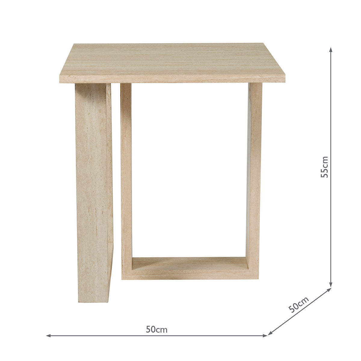 Dar Prue Side Table Travertine Effect