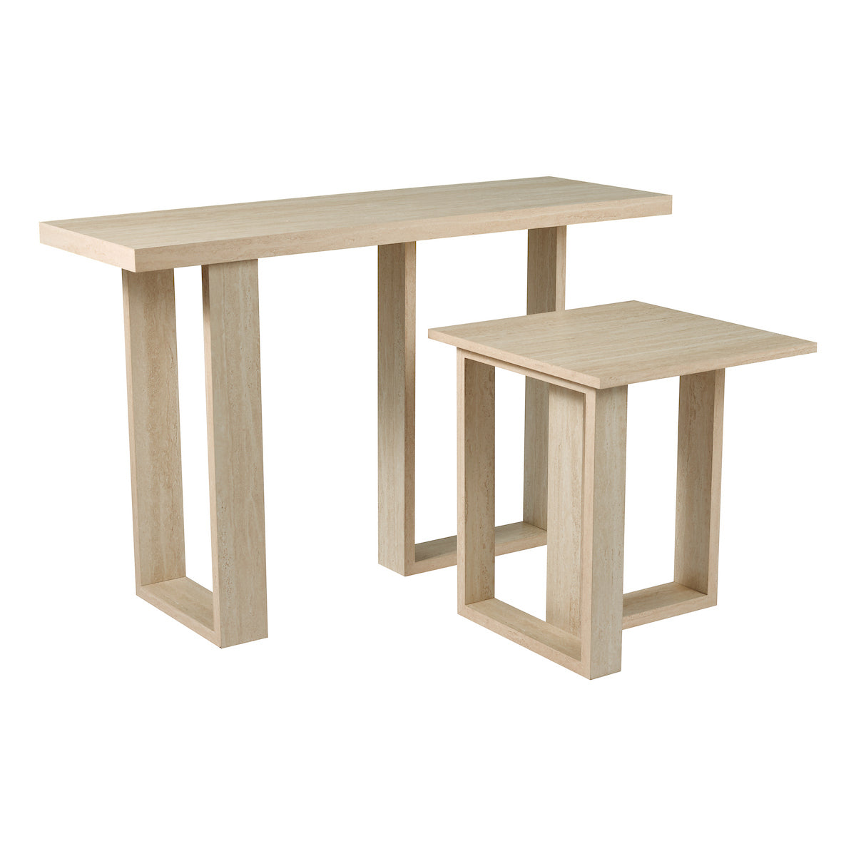 Dar Prue Console Table Travertine Effect