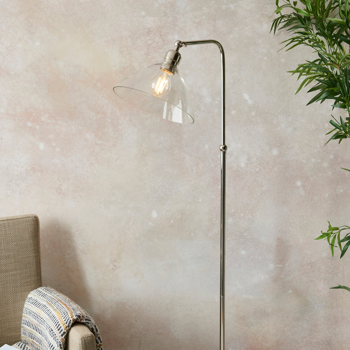 Amos Arlington Floor Lamp Bright Nickel