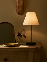 Garden Trading Burleigh Iron Rechargeable USB Table Lamp With Linen Shade