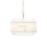 Amos Aquitaine Brushed Aged Brass & Clear Glass 3 Light Chandelier