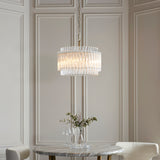 Amos Aquitaine Brushed Aged Brass & Clear Glass 3 Light Chandelier