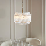 Amos Aquitaine Brushed Aged Brass & Clear Glass 3 Light Chandelier