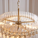 Amos Aquitaine Brushed Aged Brass & Clear Glass 3 Light Chandelier