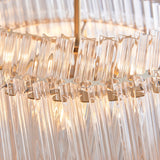 Amos Aquitaine Brushed Aged Brass & Clear Glass 3 Light Chandelier